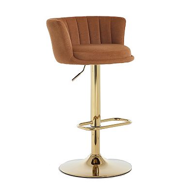Trikiousd Adjustable Swivel Bar Stools Set of 2 Velvet Counter Height Chairs with Chrome Base