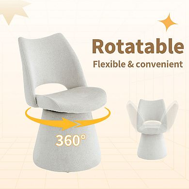Trikiousd Modern Chenille Swivel Accent Chair with Hollow Back and Metal Base