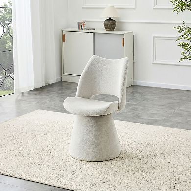 Trikiousd Modern Chenille Swivel Accent Chair with Hollow Back and Metal Base