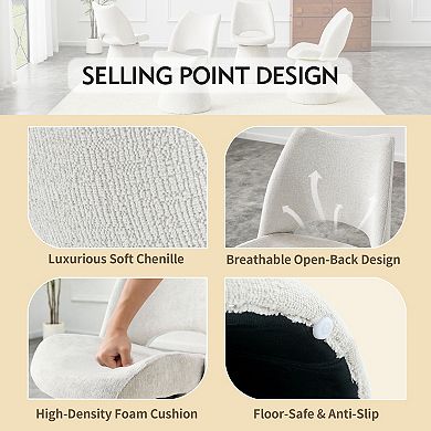 Trikiousd Modern Chenille Swivel Accent Chair with Hollow Back and Metal Base