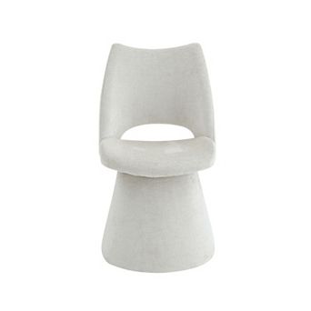Trikiousd Modern Chenille Swivel Accent Chair with Hollow Back and Metal Base
