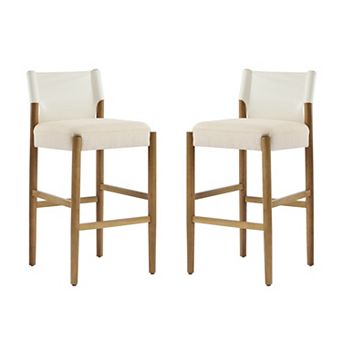 Trikiousd Modern Solid Wood Bar Stools Set of 2 with Cushioned Seat