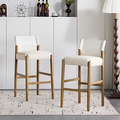 Trikiousd Modern Solid Wood Bar Stools Set of 2 with Cushioned Seat