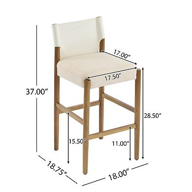 Trikiousd Modern Solid Wood Bar Stools Set of 2 with Cushioned Seat