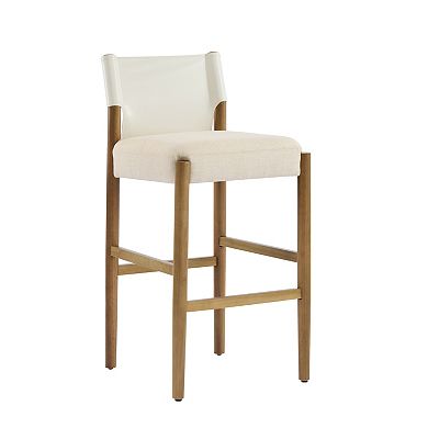 Trikiousd Modern Solid Wood Bar Stools Set of 2 with Cushioned Seat
