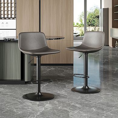 Trikiousd Adjustable Swivel Bar Stools Set of 2 Mid Century Modern Counter Chairs