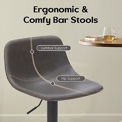 Trikiousd Adjustable Swivel Bar Stools Set of 2 Mid Century Modern Counter Chairs