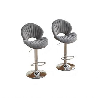 Trikiousd Adjustable Bar Stools Set of 2 with Backrest and Footrest