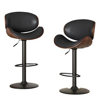 Trikiousd Swivel Adjustable Bar Stools Set of 2 with Bentwood Frame