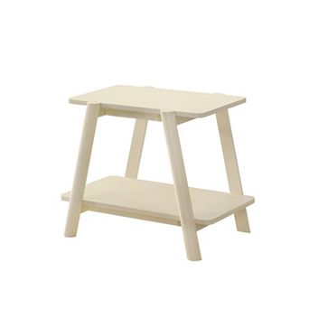 Trikiousd Mid Century Modern Wood End Table with Storage Shelf and Rubberwood Legs
