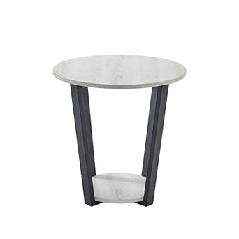 Trikiousd Contemporary Round End Table with Storage Shelf