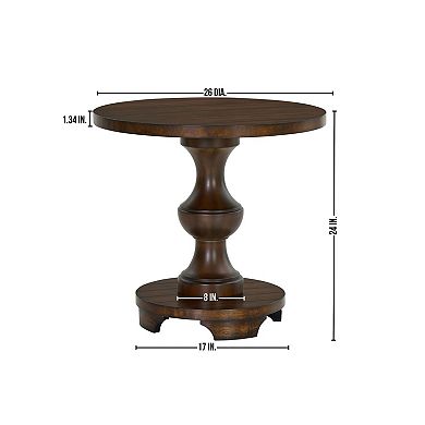 Trikiousd Traditional Round Pedestal End Table with Sculptural Base