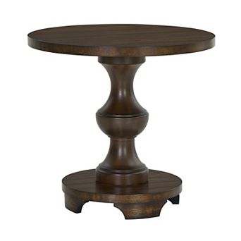 Trikiousd Traditional Round Pedestal End Table with Sculptural Base