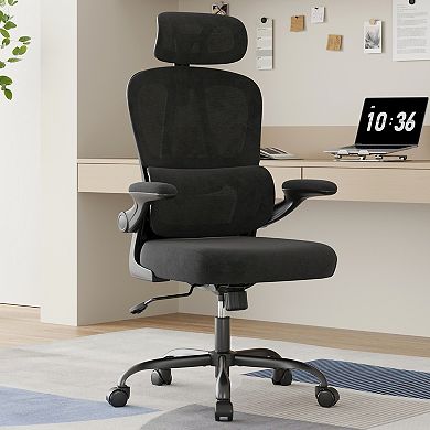 Trikiousd Ergonomic Office Chair with Headrest, Lumbar Support and Flip-Up Arms