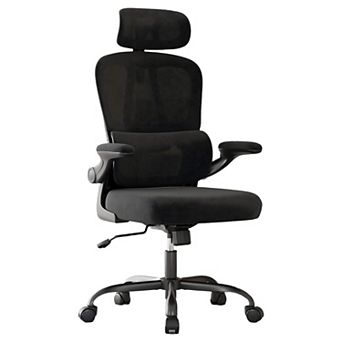 Trikiousd Ergonomic Office Chair with Headrest, Lumbar Support and Flip-Up Arms