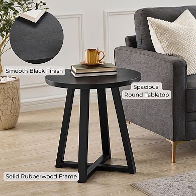 Trikiousd Modern Wood Round End Table with Solid Wood Legs