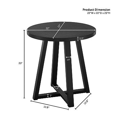 Trikiousd Modern Wood Round End Table with Solid Wood Legs