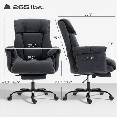 Trikiousd Reclining High Back Office Chair with Footrest and Swivel Base