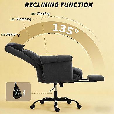 Trikiousd Reclining High Back Office Chair with Footrest and Swivel Base