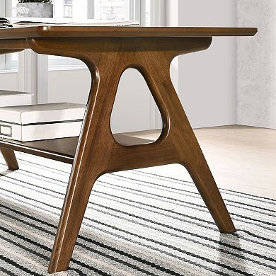 Trikiousd Mid-Century Modern Wood End Table with Storage Shelf