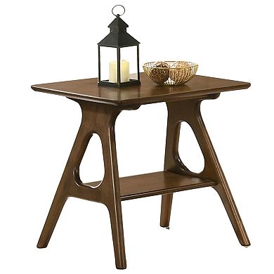 Trikiousd Mid-Century Modern Wood End Table with Storage Shelf