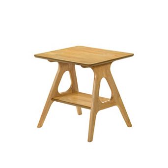Trikiousd Mid-Century Modern Wood End Table with Storage Shelf