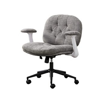 Trikiousd Cross Legged Swivel Office Chair with Flip-Up Armrests and Wide Seat