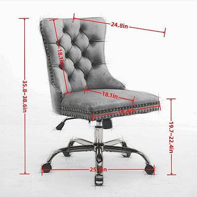 Trikiousd Velvet Tufted Swivel Office Chair with Adjustable Metal Base