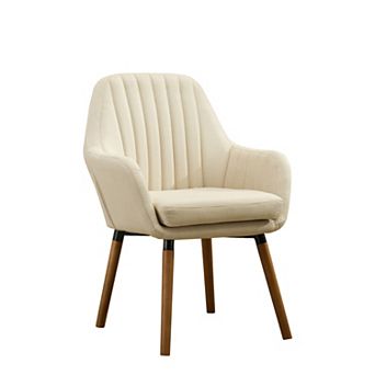 Trikiousd Contemporary Barrel Accent Chair Upholstered Fabric Wood Legs