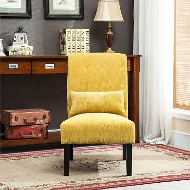 Trikiousd Contemporary Chenille Armless Accent Chair with Pillow