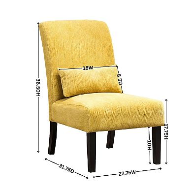 Trikiousd Contemporary Chenille Armless Accent Chair with Pillow