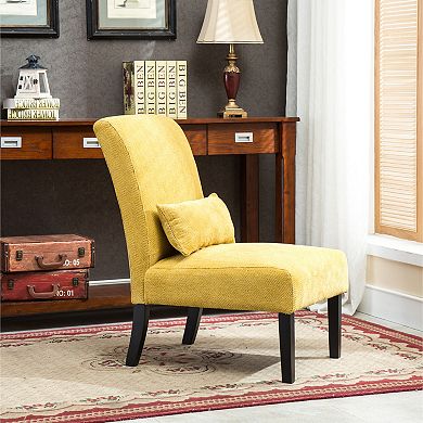 Trikiousd Contemporary Chenille Armless Accent Chair with Pillow
