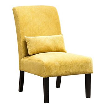Trikiousd Contemporary Chenille Armless Accent Chair with Pillow