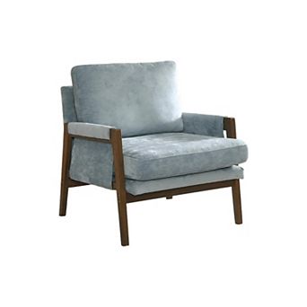 Trikiousd Mid-Century Modern Velvet Accent Armchair Upholstered Lounge Chair with Rubberwood Frame