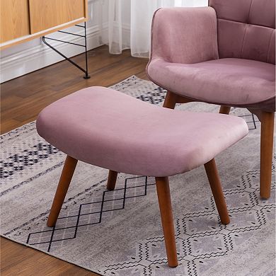 Trikiousd Velvet Tufted Accent Chair with Ottoman Mid-Century Wingback Lounge Chair Set