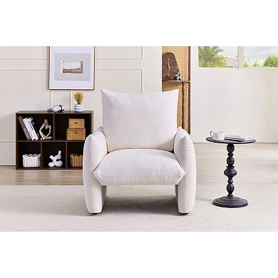 Trikiousd Modern Chenille Accent Chair Oversized Upholstered Armchair