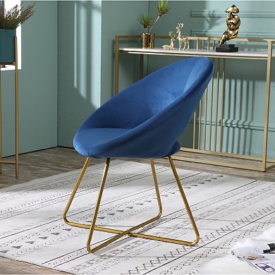 Trikiousd Velvet Upholstered Accent Chair with Metal Base