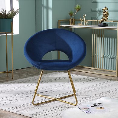 Trikiousd Velvet Upholstered Accent Chair with Metal Base