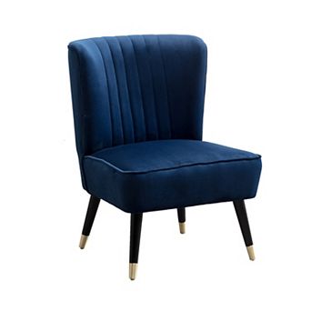 Trikiousd Contemporary Velvet Upholstered Accent Chair with Rubberwood Legs