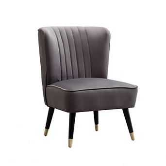 Trikiousd Contemporary Velvet Upholstered Accent Chair with Rubberwood Legs