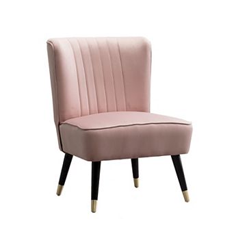 Trikiousd Contemporary Velvet Upholstered Accent Chair with Rubberwood Legs