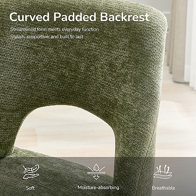 Trikiousd Set of 2 Upholstered Chenille Dining Chairs with Solid Wood Legs and Tufted Back