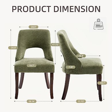 Trikiousd Set of 2 Upholstered Chenille Dining Chairs with Solid Wood Legs and Tufted Back