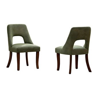 Trikiousd Set of 2 Upholstered Chenille Dining Chairs with Solid Wood Legs and Tufted Back