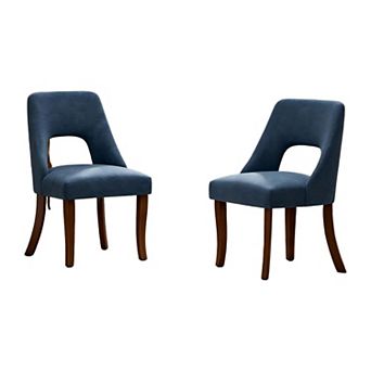 Trikiousd Set of 2 Upholstered Chenille Dining Chairs with Solid Wood Legs and Tufted Back