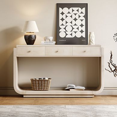 Trikiousd Antique Style Console Table with 3 Drawers and Display Shelf