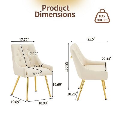 Trikiousd Set of 2 Upholstered Dining Chairs with Tufted Button Back, Faux Leather Accent Chairs