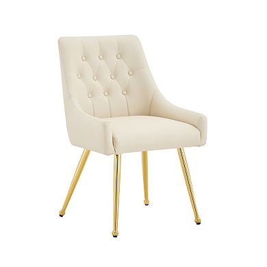 Trikiousd Set of 2 Upholstered Dining Chairs with Tufted Button Back, Faux Leather Accent Chairs