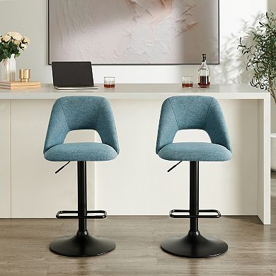 Trikiousd Adjustable Swivel Chenille Barstools Set of 2