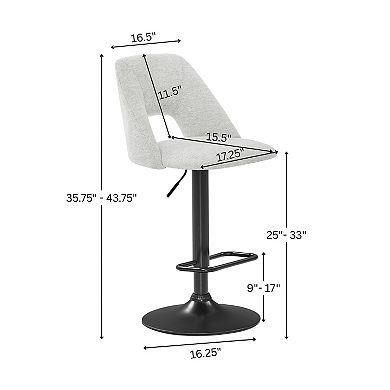 Trikiousd Adjustable Swivel Chenille Barstools Set of 2